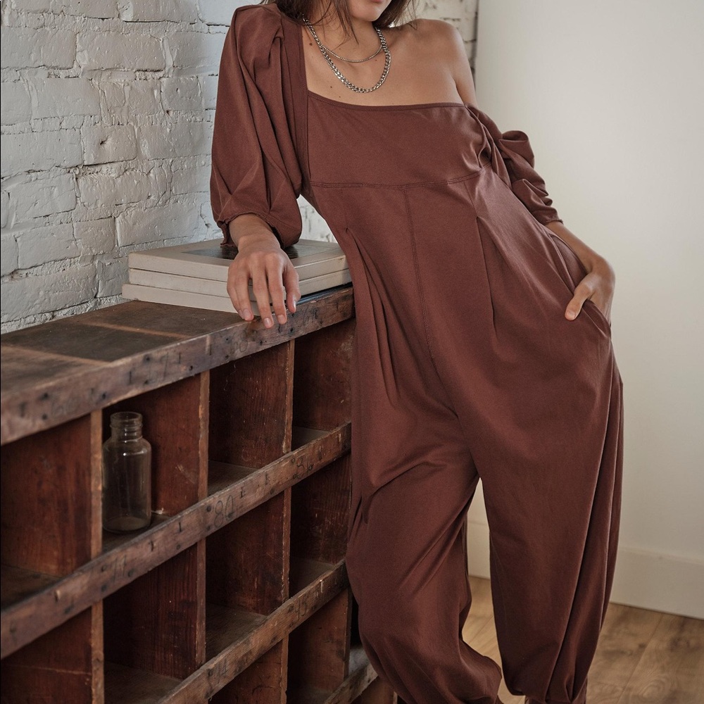 Free People Lotta Love Romper/Brown Butter/Sz L